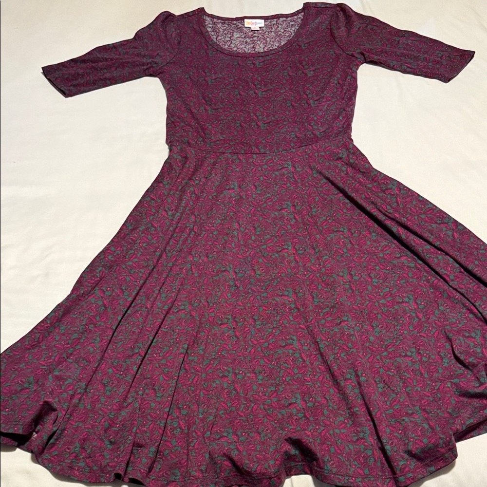 LuLaRoe Magenta and Teal Long  Dress